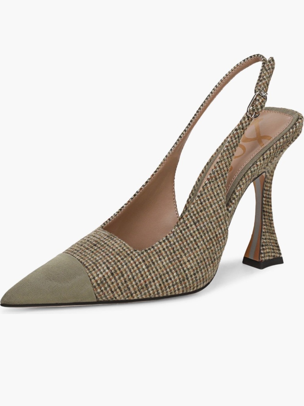 🍒2/$90🍒Sam Edelman NWT Odette Olive Houndstooth Slingback Pointed-Toe Pumps - Picture 9 of 10